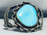 Chainlink Bezel Vintage Native American Navajo Turquoise Sterling Silver Bracelet Old-Nativo Arts