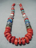 Singer Chunky Coral Native American Navajo Turquoise Sterling Silver Necklace-Nativo Arts