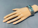Early 1900's Vintage Native American Navajo Turquoise Silver Bracelet-Nativo Arts