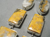 Best Native American Bumble Bee Jasper Sterling Silver Earrings Long-Nativo Arts