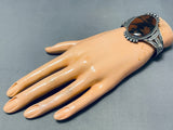 Rare Earlier Vintage Native American Navajo Petrified Wood Sterling Silver Bracelet Old-Nativo Arts