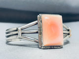 Striking Native American Navajo Pink Conch Sterling Silver Bracelet-Nativo Arts
