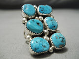 Huge Vintage Native American Navajo Big Snake Eyes Turquoise Sterling Silver Ring Old-Nativo Arts