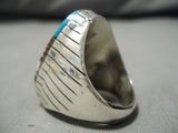 Huge Men's Navajo Turquoise Agate Sterling Silver Native American Ring-Nativo Arts