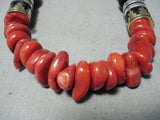 Singer Chunky Coral Native American Navajo Sterling Silver Necklace-Nativo Arts