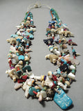 Rare Vintage Native American Navajo 243 Gram Royston Turquoise Charm Sterling Silver Necklace-Nativo Arts
