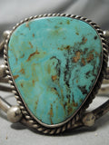 Huge Vintage Native American Navajo Tom Begay Green Turquyoise Sterling Silver Bracelet Cuff Old-Nativo Arts