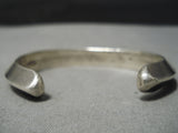 Heavy 52 Gram Thick Vintage Native American Navajo Sterling Silver Sun Stamp Bracelet-Nativo Arts