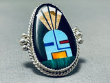 Important Inlay Master Native American Navajo Turquoise Kachina Sterling Silver Ring-Nativo Arts