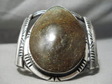 So Huge Vintage Native American Navajo Chocolate Brown Green Turquoise Sterling Silver Bracelet-Nativo Arts