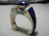 The Best Vintage Native American Navajo Lapis Sterling Silver Turquoise Inlay Bracelet Old-Nativo Arts