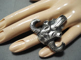 Striking San Felipe Sterling Silver Skull Ring-Nativo Arts