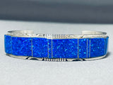 Stunning Native American Navajo Synthetic Opal Sterling Silver Bracelet-Nativo Arts