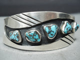 Museum Vintage Native American Navajo Morenci Turquoise Sterling Silver Bracelet Old-Nativo Arts