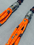 Native American Rare Orange Coral Authentic Singer Turquoise Sterling Silver Necklace-Nativo Arts