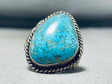Thick Heavy Vintage Native American Navajo Spiderweb Turquoise Sterling Silver Ring Old-Nativo Arts