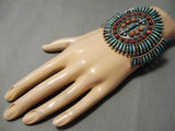 Best Vintage Native American Navajo Needle Turquoise Coral Sterling Silver Bracelet Old-Nativo Arts