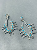 Fabulous Native American Navajo Turquoise Sterling Silver Squash Earrings-Nativo Arts