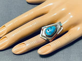 One Of The Best Vintage Native American Navajo Turquoise Coral Sterling Silver Inlay Ring-Nativo Arts