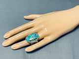 Eye-catching Native American Navajo Royston Turquoise Sterling Silver Ring-Nativo Arts
