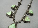 Opulent Vintage Native American Navajo Gaspeite Sterling Silver Necklace Old-Nativo Arts