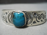 Important Navajoblue Diamond Turquoise Sterling Silver Bracelet-Nativo Arts