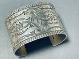 Best All Silver Vintage Native American Navajo Oscar Alexius Sterling Silver Wide Bracelet-Nativo Arts