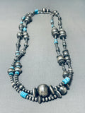48 Inch Native American Navajo Turquoise Sterling Silver Wrap Around Necklace-Nativo Arts