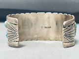 Signed Vintage Native American Navajo Morenci Turquoise Sterling Silver Bracelet-Nativo Arts