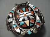 One Of The Best Vintage Native American Navajo Turqyuoise Kachina Sterling Silver Bracelet Old-Nativo Arts