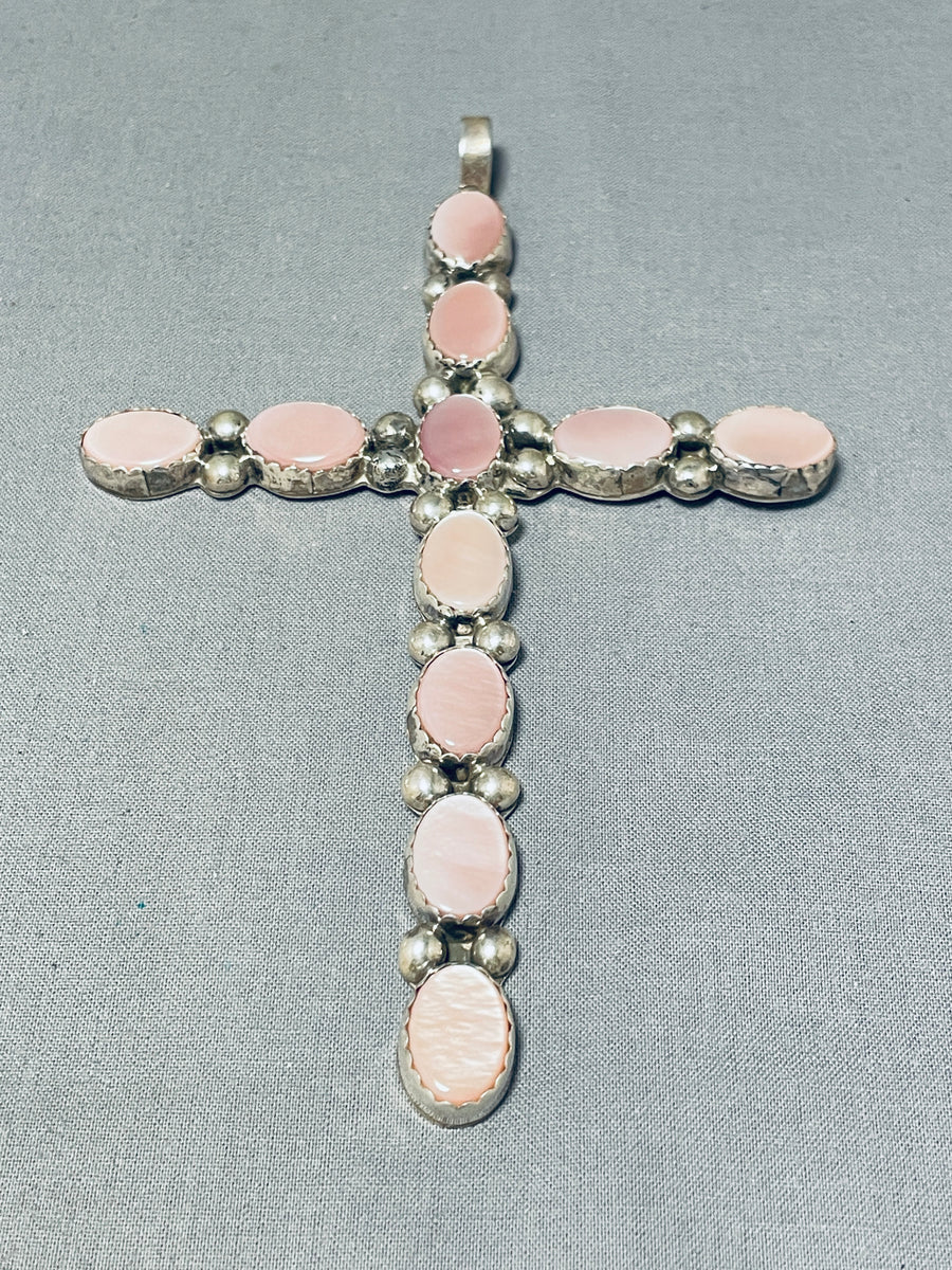 The Biggest Best Vintage Native American Navajo Pink Shell Sterling Si ...