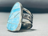 Sky Blue Intricate San Felipe Turquoise Sterling Silver Inlay Ring-Nativo Arts