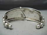 Incredible Technique!! Vintage Native American Navajo Slanted Turquoise Sterling Silver Bracelet-Nativo Arts