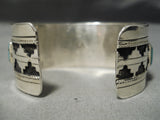 Museum Native American Navajo Squared Turquoise Sterling Silver Geomtric Bracelet-Nativo Arts