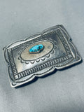 Magnificent Vintage Native American Navajo Kingman Turquoise Sterling Silver Large Buckle-Nativo Arts