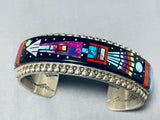 One Of The Most Intricate Native American Navajo Turquoise Kachina Sterling Silver Bracelet-Nativo Arts