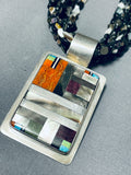 Native American Important Santo Domingo Turquoise Coral Sterling Silver Inlay Necklace-Nativo Arts