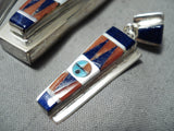 Native American Important Pat Edaaki Lapis Turquoise Sterling Silver Inlay Necklace-Nativo Arts