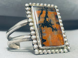 Most Unique Rectangular Vintage Native American Navajo Petrified Wood Sterling Silver Bracelet-Nativo Arts