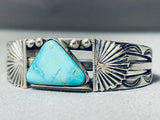Rare Turquoise Vintage Native American Navajo Easter Blue Sterling Silver Flank Bracelet-Nativo Arts