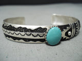 Awesome Navajo Green Turquoise Sterling Silver Bracelet Native American-Nativo Arts