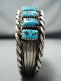 Excellent Vintage Native American Navajo Sleeping Beauty Turquoise Sterling Silver Bracelet-Nativo Arts