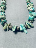 Native American Rare Vintage Hand Hammered Sterling Silver Bead Royston Turquoise Necklace-Nativo Arts