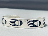 Impressive Vintage Native American Hopi Sterling Silver Prints Bracelet-Nativo Arts
