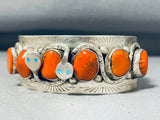 Important Vintage Native American Zuni Coral Sterling Silver Turqauois Eyes Snake Bracelet-Nativo Arts