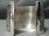 Huge Modern Navajo Sterling Silver Hummingbird Scene Bracelet Native American-Nativo Arts
