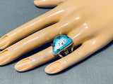 Eye-catching San Felipe Morenci Turquoise Sterling Silver Ring-Nativo Arts