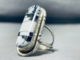 Remarkable Native American Navajo White Buffalo Turquoise Sterling Silver Ring-Nativo Arts