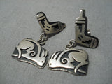 Impressive Vintage Hopi Native American Sterling Silver Earrings-Nativo Arts