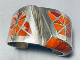 Best Vintage Native American Navajo 3d Coral Sterling Silver Inlay Bracelet-Nativo Arts